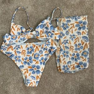 SHEIN floral bikini with skirt coverup